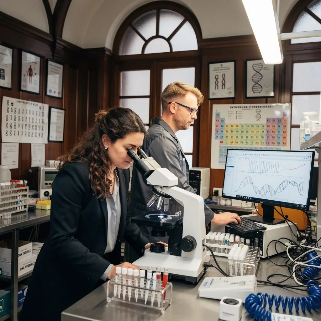 Ein Kriminalbeamter, der am Tatort Beweise sichert und sorgfältig fotografiert.
